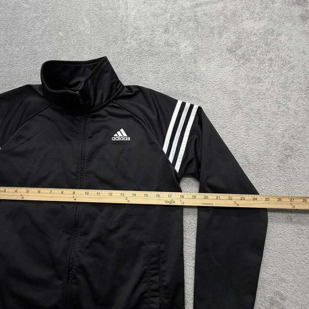 Adidas Jacket Youth Large 14-16 Black 3 Stripe Track Full Zip‎ Athletic Logo